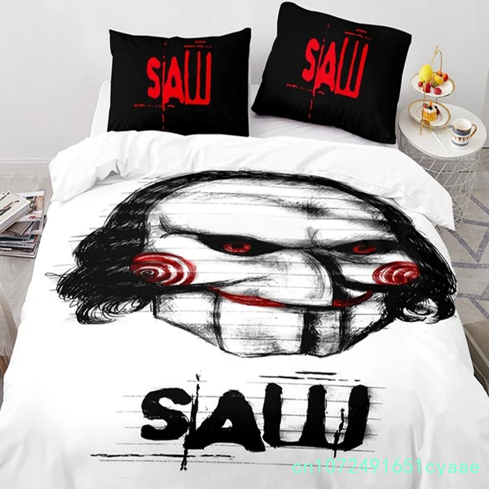 Horror Saw Movie Bedding Set Boys Girls Twin Queen Size Duvet Cover Pillowcase Bed Kids Adult Fashion Home Textileextile
