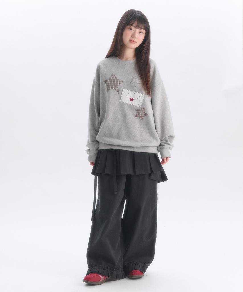 AMBLER By Letter Applique Embroidered Sweatshirt Amm1403 (Melange)