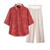 Yalu Mid-Age Women's Stylish Summer Short-Sleeve Top & Pants Set