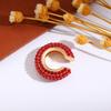 Retro Fashion C-Shaped Bling Ear Clips with Colored Diamonds - Trendy No-Pierce Earrings