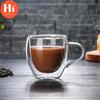 Hi Double Wall Glass Tea Cup Heat Resistant Coffee Milk Mug Transparent Water Drinking Cup