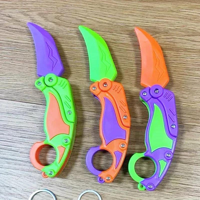 Carrot Claw Knife Foldable Straight Jumping Claw Knife Butterfly Claw Blade Decompression Tool Claw Knife Toy