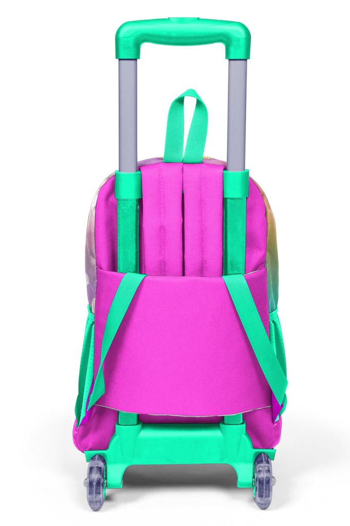 Coral High Kids Pink Aqua Zelená Jednorožec Dívčí vzorovaný tříkomorový školní batoh na vozík 23933