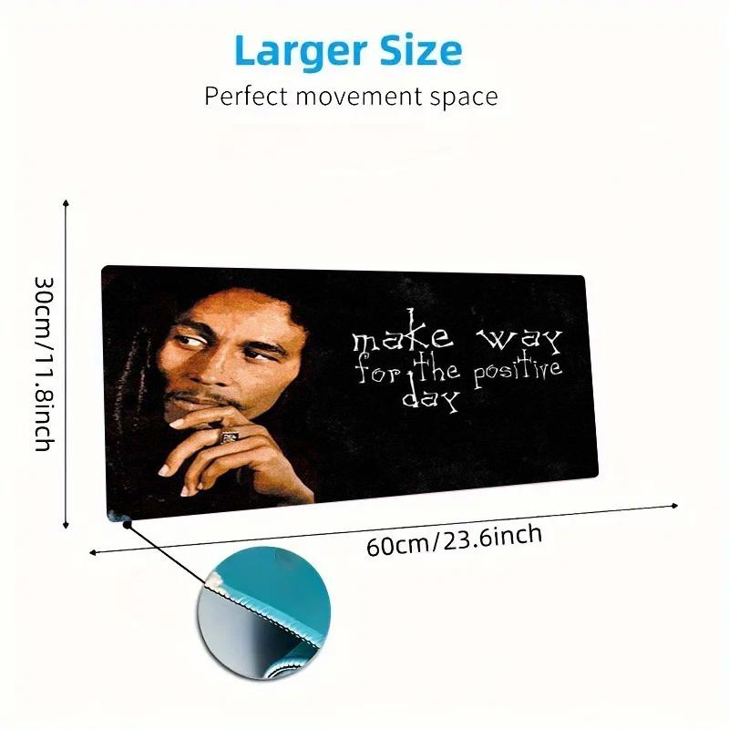 Bob Marley Poster Farbe Mauspads Großes Gaming Tischkissen Rutschfestes Laptop Tablet Großes Mauspads XXL Matte Mini PC Spielmatte Mit Verriegeltem Rand