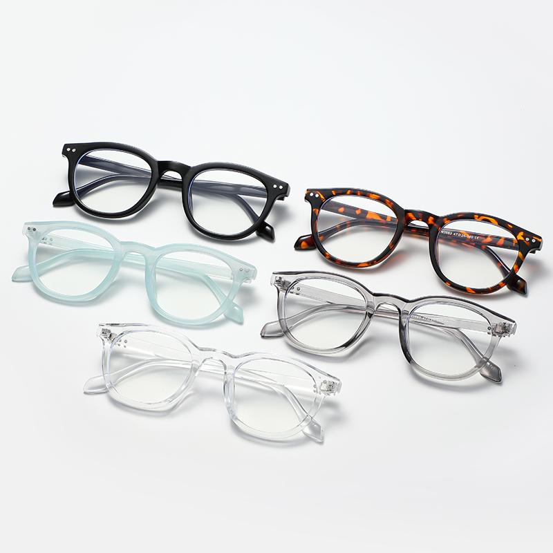 2pcs Trendy  Oval Computer Glasses Frames Women Vintage Clear Blue Light Blocking Eyeglasses Men Rivets Optical Frame Unisex