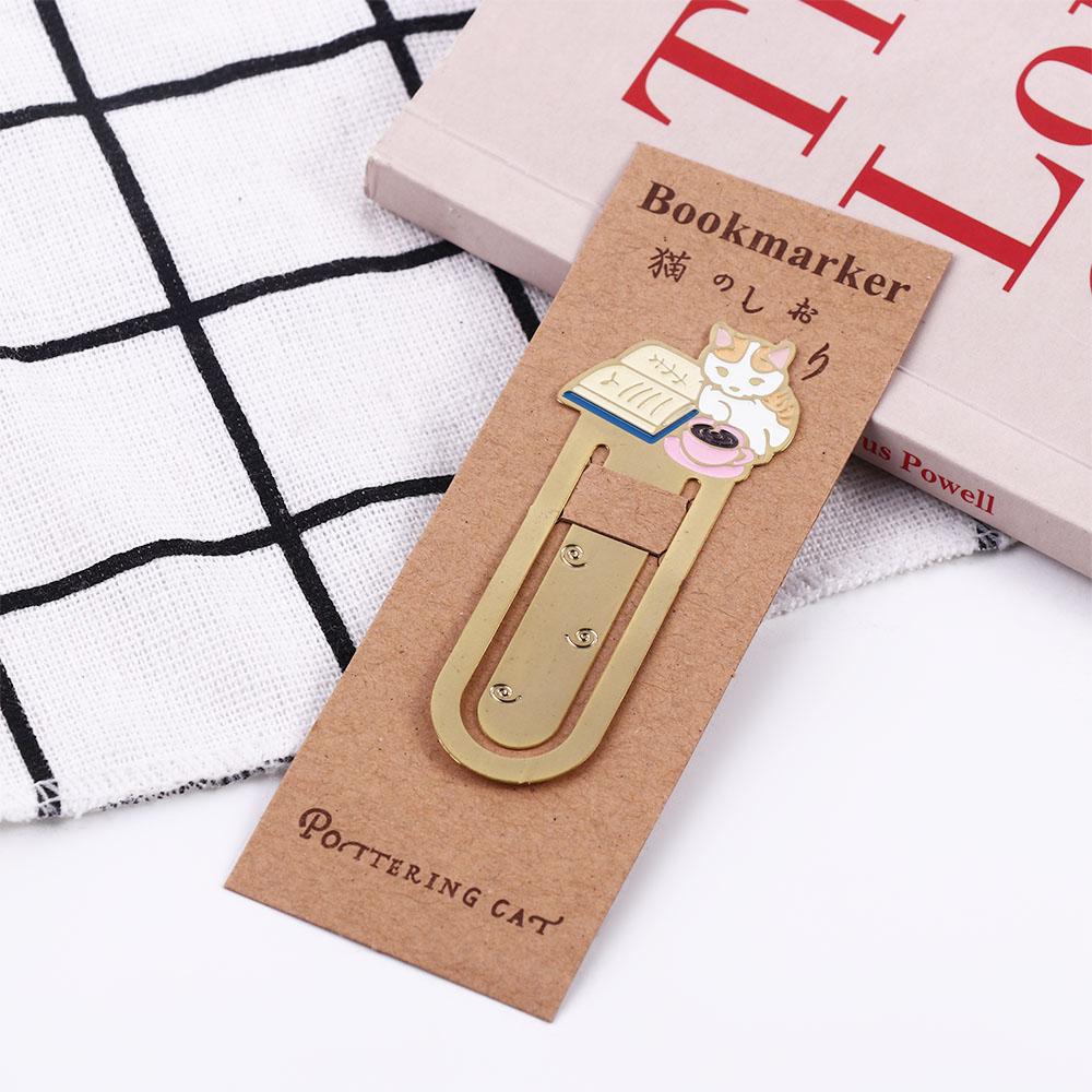 School Animals Cartoon Reading Japanese Cat Bookmark Bookmark Metal Bookmark Kittens Book Mark