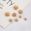 14K Gold-Plated Zirconia Flower Spacer Bead Cap for DIY Jewelry Accessory.