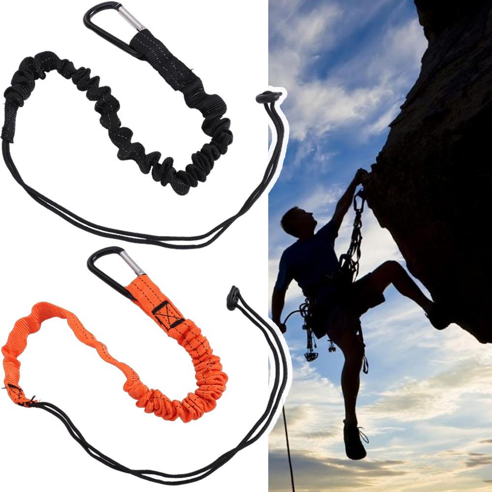 Climbing Working Safety Bungee Tether With Carabiner Hook Tool Lanyard  Outdoor Mountain