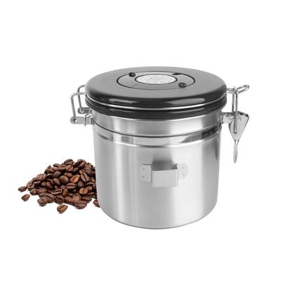 Storage Canister Stainless Steel Premium Coffeeware Coffee Container with Co2 Valve Airtight Lid Preserves Freshness For Coffee Beans