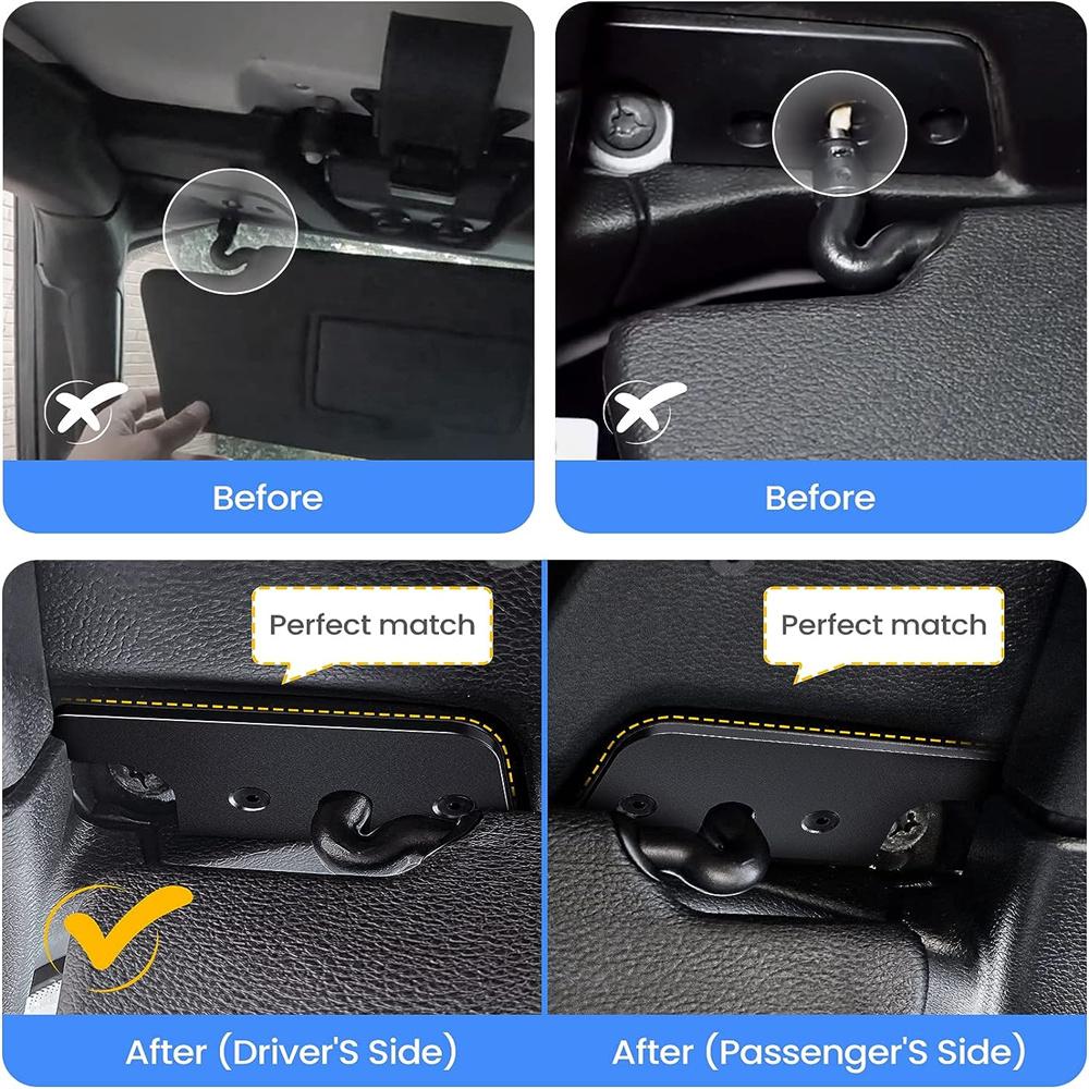 2Pcs Metal Sun Visor Clips Set Black For 2018-2023 Jeep Wrangler JL JT Gladiator