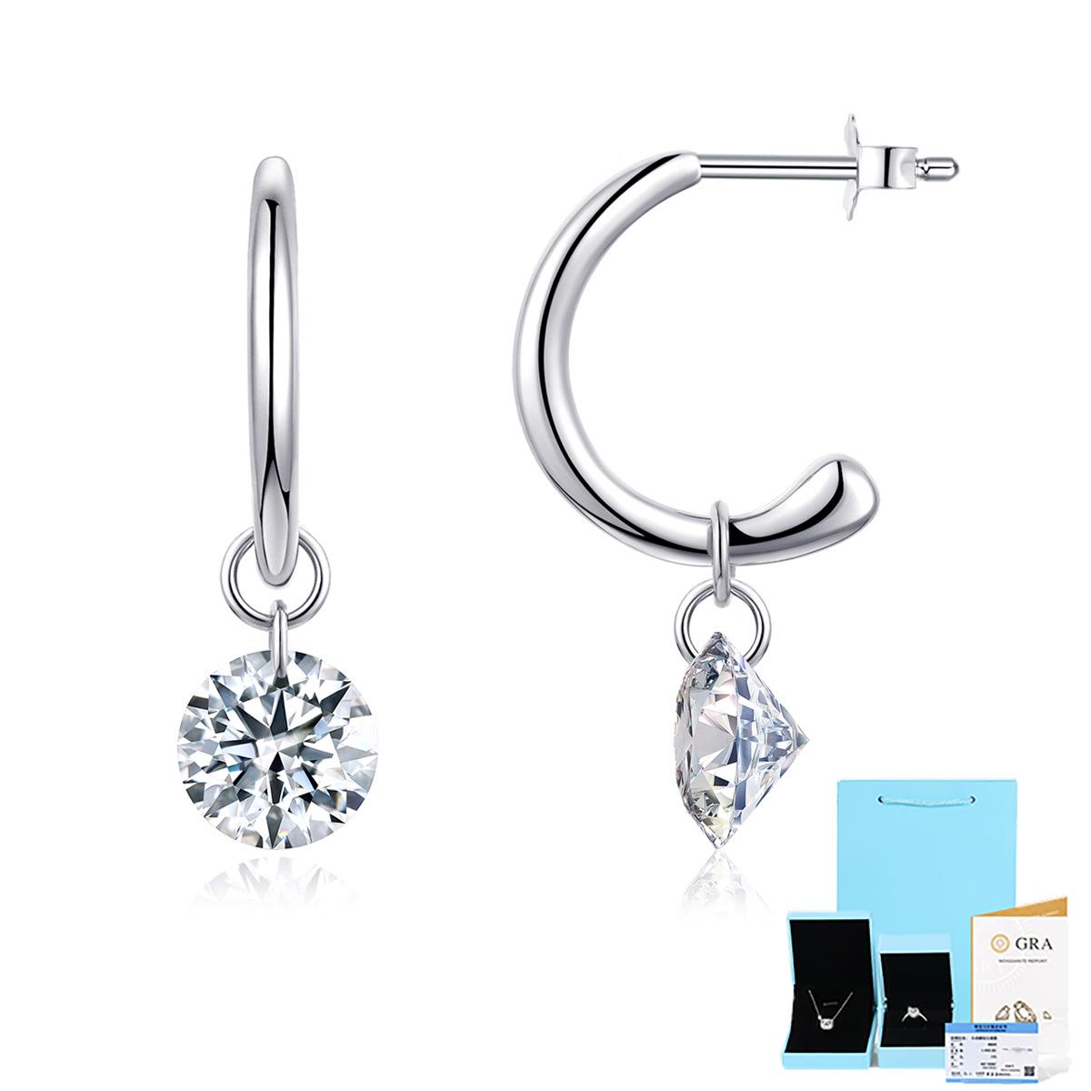 

Серьги-кольца из стерлингового серебра 925 пробы с муассанитами - Горячо продаваемые серьги в наличии