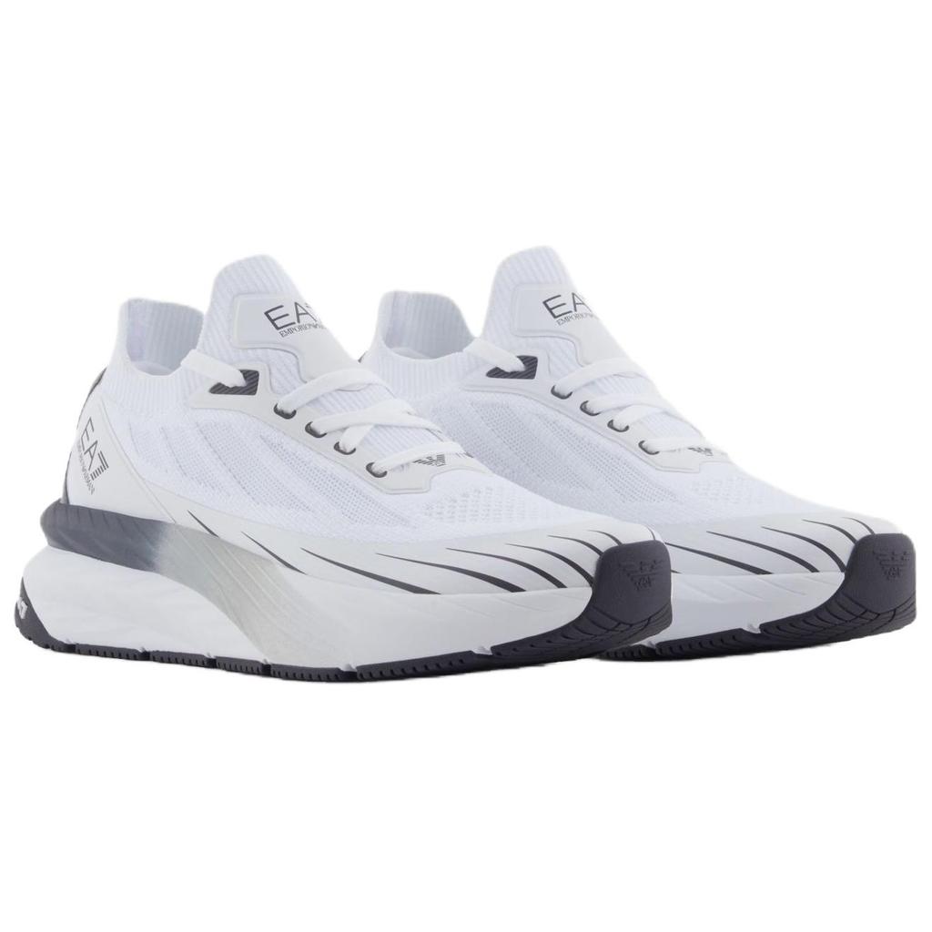 Emporio Armani EA7 Crusher Distance Knit Lace-Up Round-Toe Low-Top Casual Shoes Women Sneakers White X8X176XK377U477