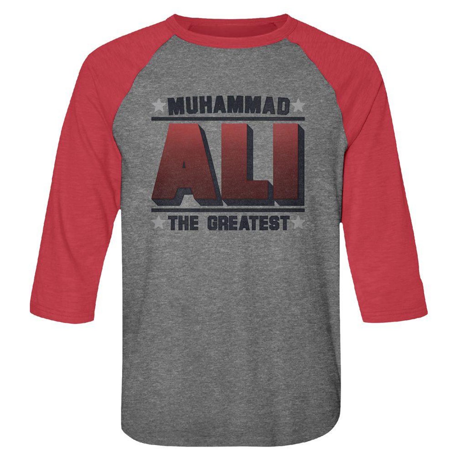 Muhammad Ali Greatest Premium Heather/Vintage Red Raglan Baseball T-Shirt 2XL