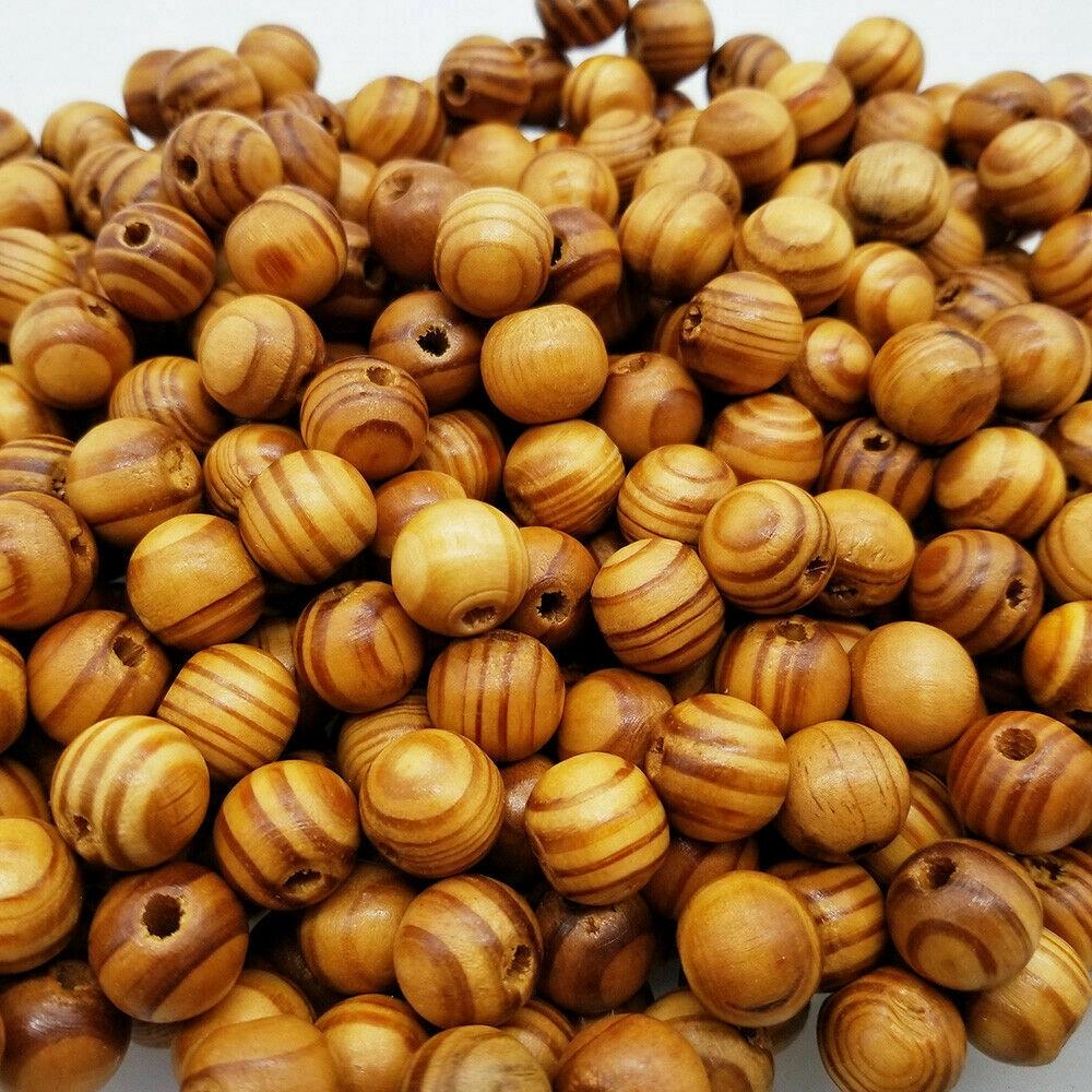 

6/8/10/12/16/18mm DIY Natural Wood Beads Loose Round Pine Wooden Stripe Beads Spacer Bracelet Necklace Jewelry Making 6mm 200pcs