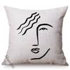 Concise Faces Painting Art Nordic Sketch Design Sofa Decorative Throw Pillow Case Cotton Linen Bedroom Chair Cushion Cover