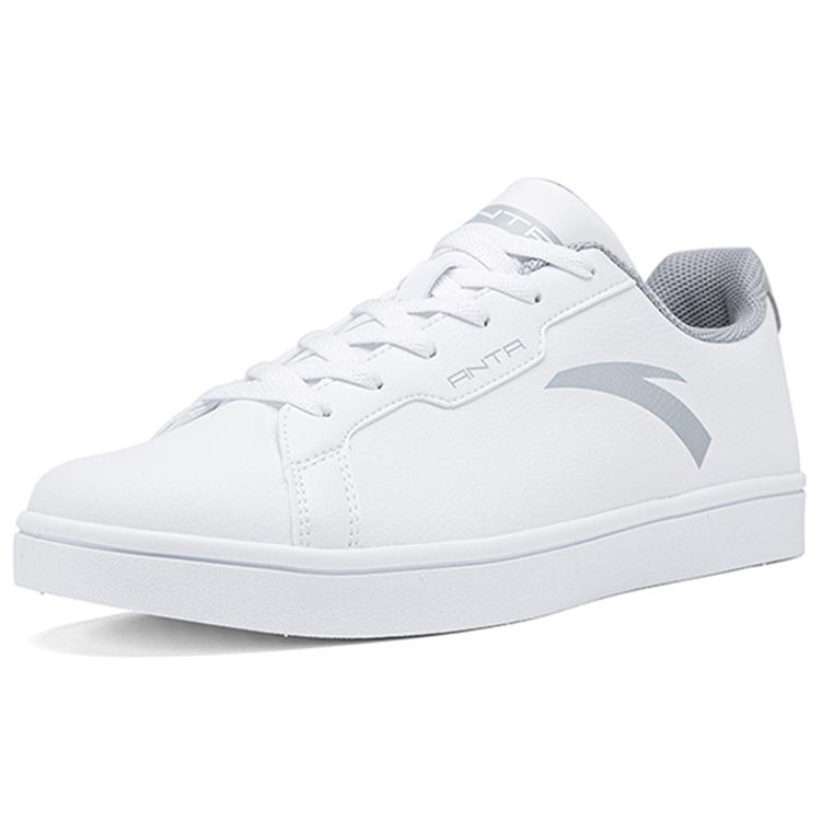 Anta Slip Resistant Abrasion Resistant Low Top Skateboard Shoes Men's White Gray 912028003-4