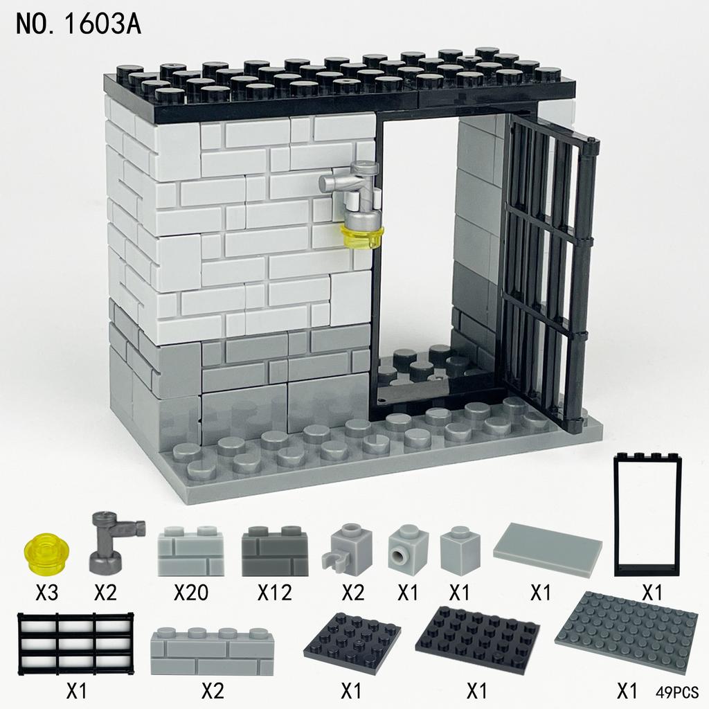 1603A Prison Standard Room Small Room Prison Children Assembled Building Block Accessories Toy Prisoners