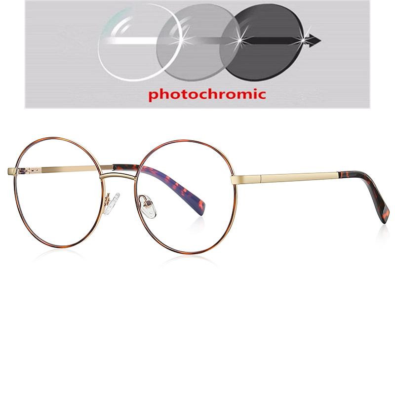 Runde Blaulichtfilter-Brille für Damen, Literarisch, Vintage, Metall, Kurzsichtigkeitsbrille, Stärke 0 -0.5 -0.75 bis -6.0