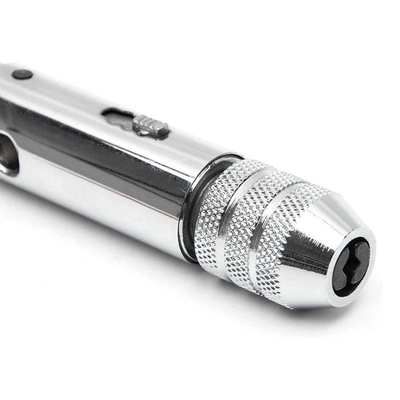 T-Handle Ratchet Tap Wrench M3-M8 M5-M12 Wrench 5Pcs Set Of M3-M8 Taps Adjustable Ratchet Hand Wrench Manual Tapping Accessories