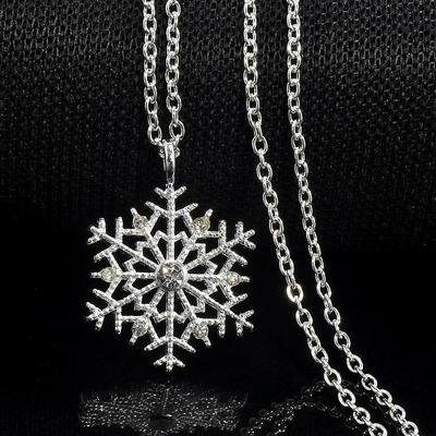 Fashion Charms Lady Crystal Snowflake Zircon Flower Silver Plated Necklaces Jewelry For Women