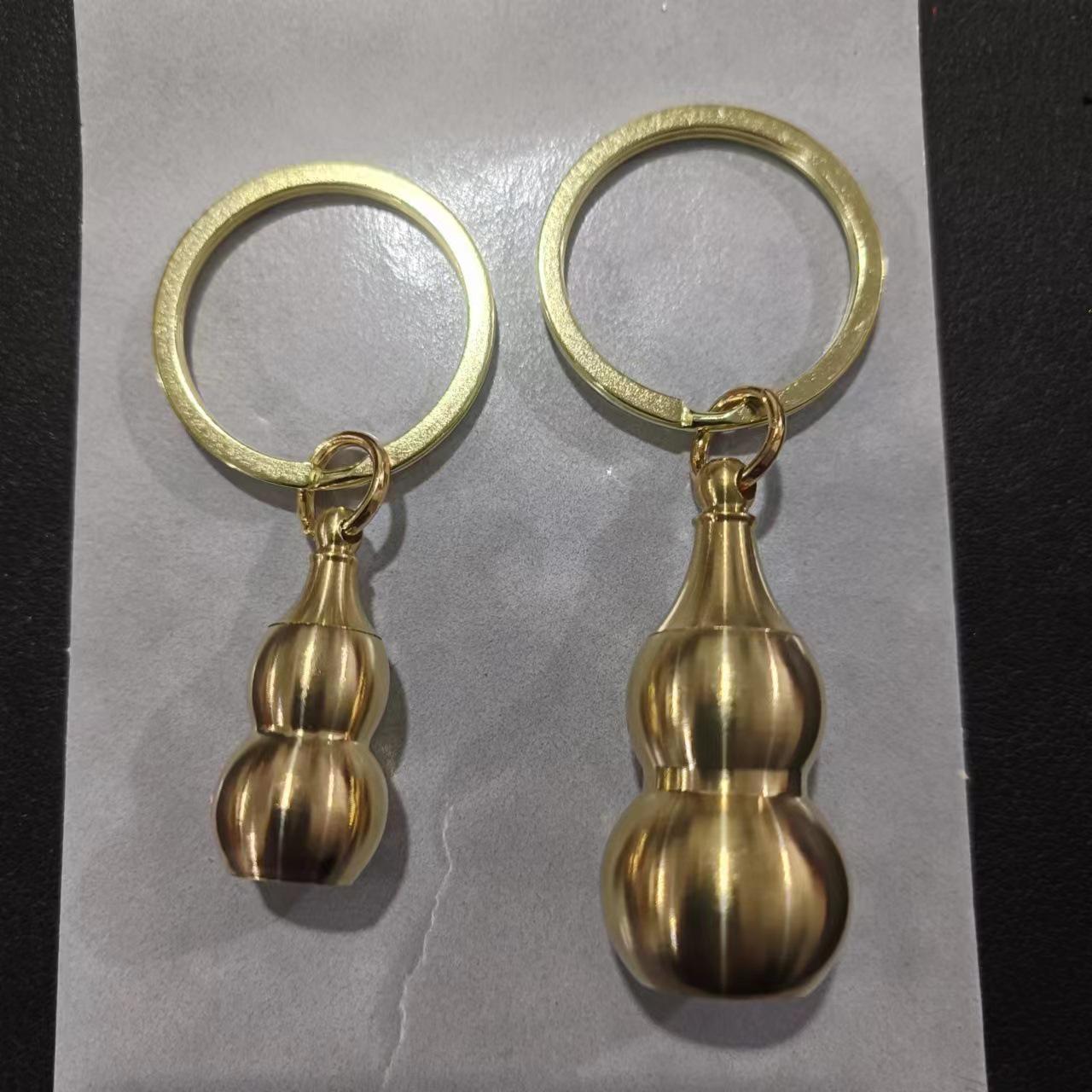 Pure Brass Zodiac Engraved Hollow Openable Gourd Pendant Keychain