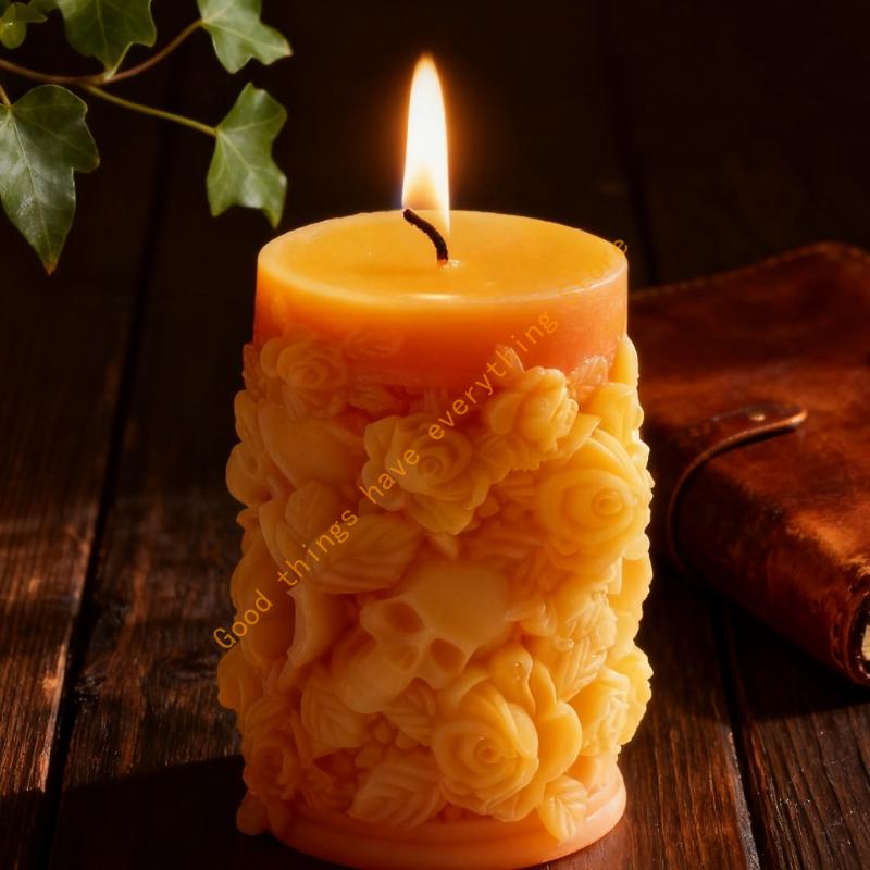 Reusable Rose Skull Cylinder Mould Silicon For Candle Soap Chocolate Crafting Art Projects 55KF