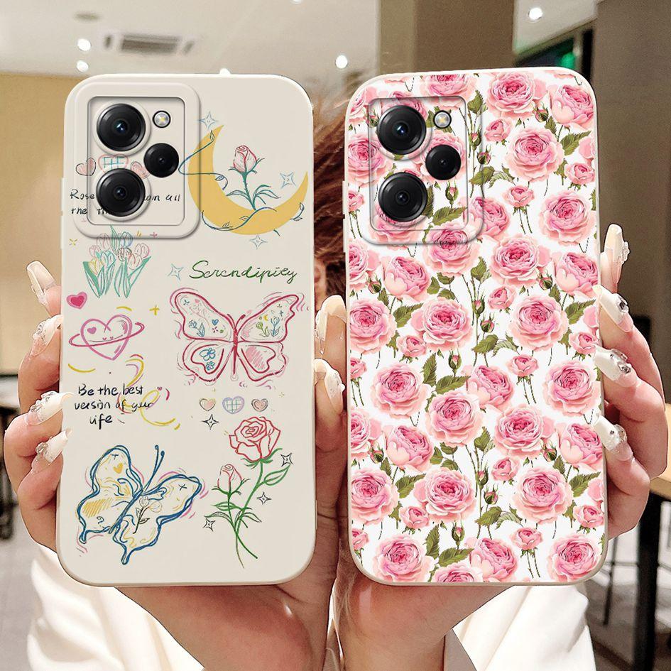For Xiaomi Poco X5 Pro 5G Case Fashion Butterfly Daisy Flowers Soft Silicone Cover For Xiaomi PocoX5 X5Pro Full Protection Funda