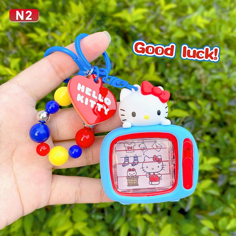 Hellokitty Schlüsselanhänger Kawaii Kt Rot Blau Weiß Klassischer Taschenanhänger Cartoon Stil Mädchen Schlüsselanhänger Geschenk Kitty Fernseher Perlen Schlüsselanhänger