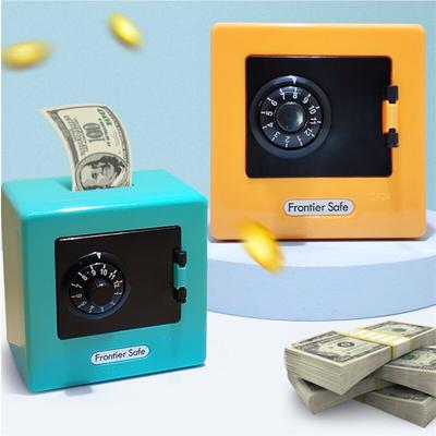 Mini Retro Bank Money Box with Rotating Password Lock, ATM-Style Safe for Coins and Cash, Automatic Bill Deposit, Christmas Gift Idea