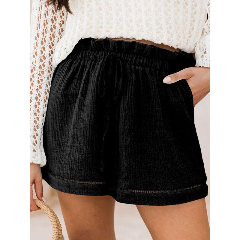 American Shiying Solid Texture Versatile High Waist Shorts Women 2025 Summer New Thin Breathable Casual Pants