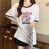 Special Offer 100% Pure Cotton Bag Collar Summer New Color Insertion Splicing Loose Short-sleeved T-shirt Women's Tide