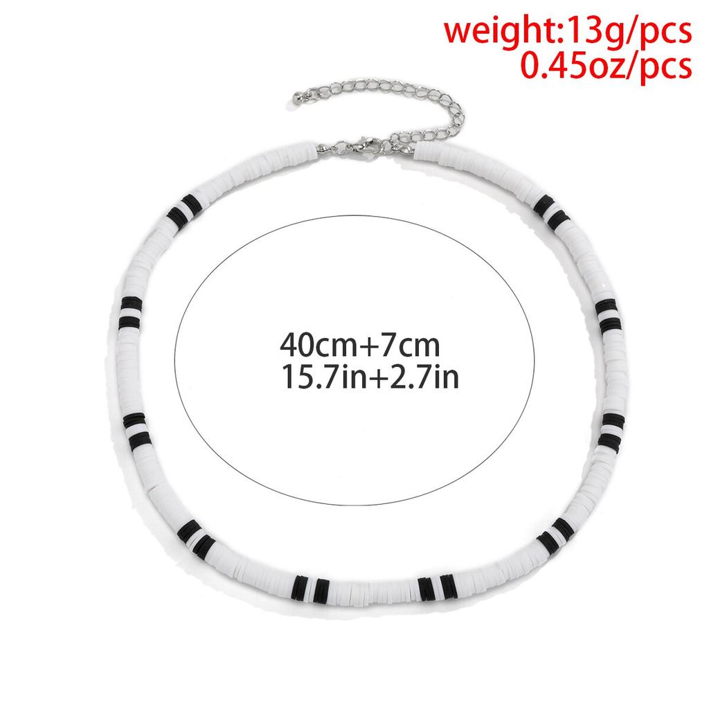 Collana girocollo Boho Semplice in Argilla Polimerica Bianco e Nero per Donne Uomini Estate Vintage Corta Catena Clavicola Gioielli da Festa Regalo