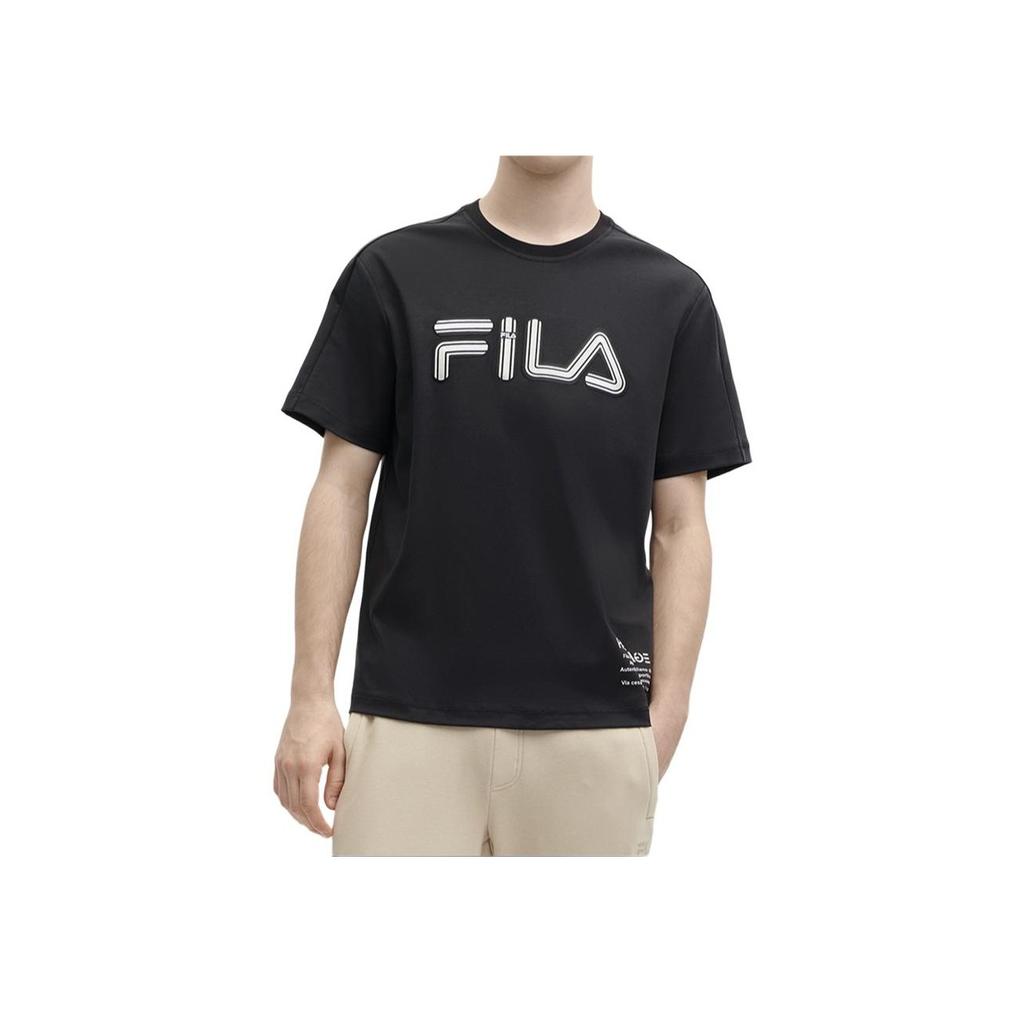 FILA Letter Logo Printed Casual Fashion Comfortable Round Neck Short Sleeve T-Shirt Men Tops Black F11M418103F-BK