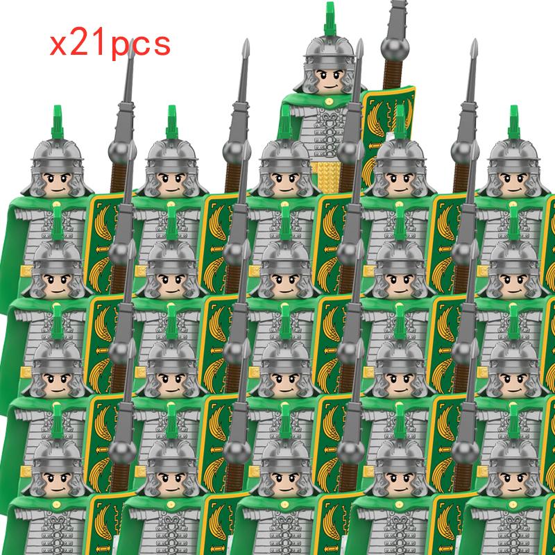 MOC Medieval Roman Soldiers Building Blocks Skutatoi Centurion Signifer Castle Figures Bricks Toys for Kids Gifts