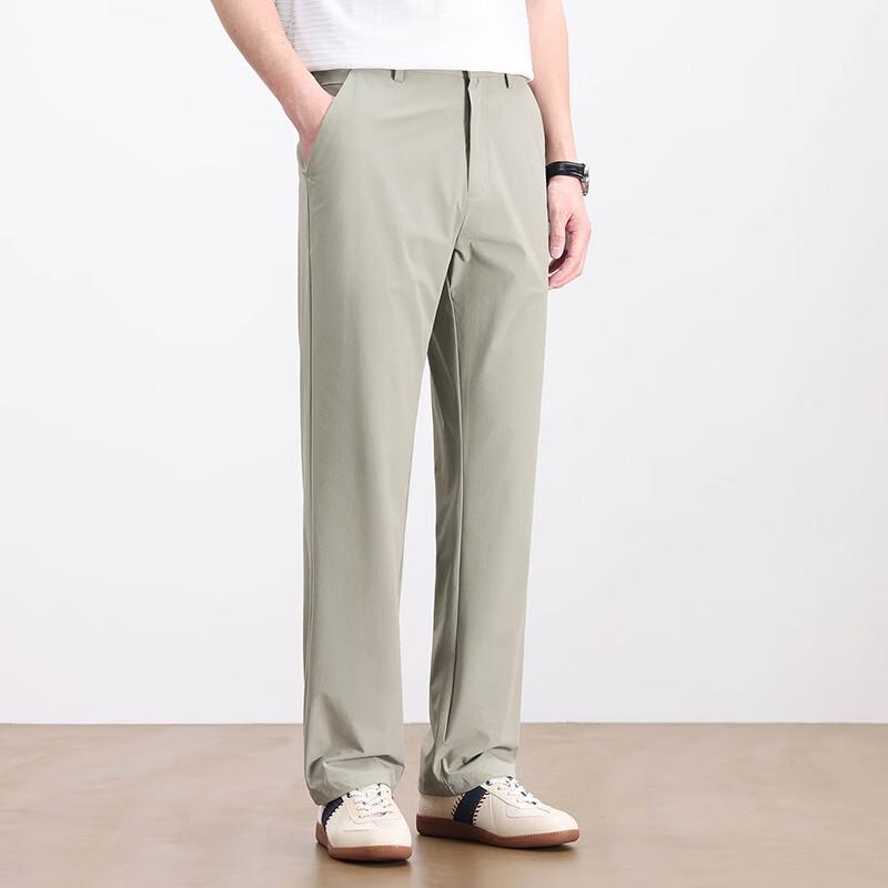 Fengxun Men's Straight Leg Business Casual Stretch Anti-Wrinkle Pants