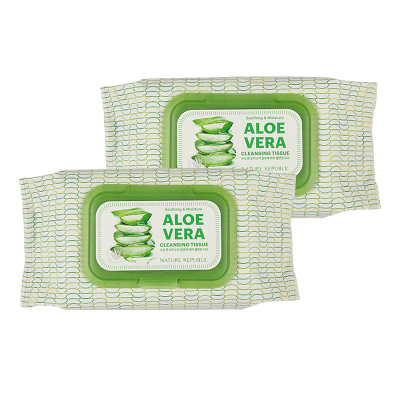 

NATURE REPUBLIC Успокаивающие и увлажняющие очищающие салфетки с алоэ вера 80 шт.*2 шт.