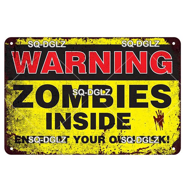Zombie Dog Metal Sign Vintage Warning Plaque Wall Decor Man Cave Gift