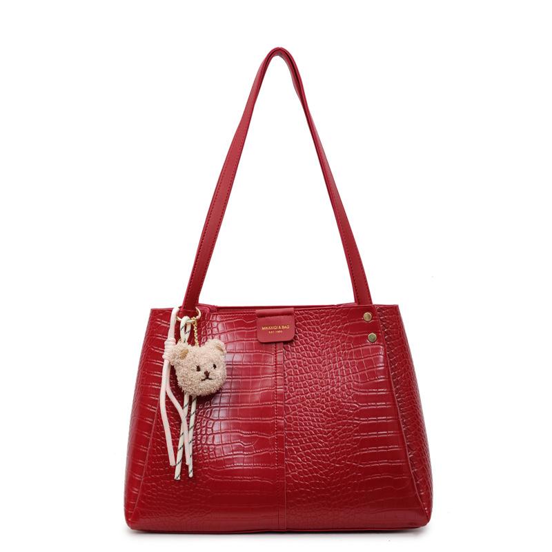 

Сумка женская однотонная сумка-ведро большой вместимости, новая модная сумка через плечо, универсальная сумка под мышкой no pendant бордовый