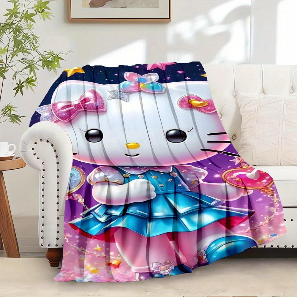 

1pcpcs Hello Kitty Flannel Blanket - Cute Cartoon Character Plush Animal, Home Decor, Birthday Gift and More! Suitable for All Ages. School 130x150cm