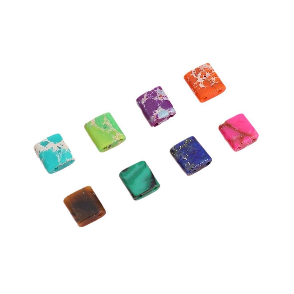 Black Hematite Emperor Stone Square Two-Hole Loose Beads for DIY Jewelry Making