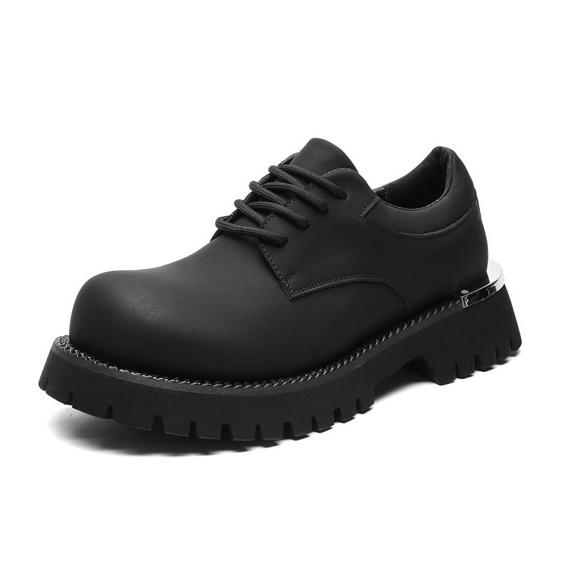 

Fashion Derby Thick soled Shoes Trendy men s Minimalist Daily design styles Outdoor leisure party Black youth height increasing shoes 38