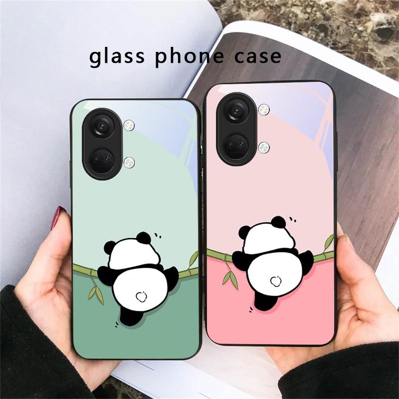 Cute and Adorable Panda For OnePlus Ace 2 3 2V 5 Pro Nord CE 2T 2 3 Lite N20 N30 6 7T 8 T 9 10 Pro 11R 12R 13R Glass Phone Case
