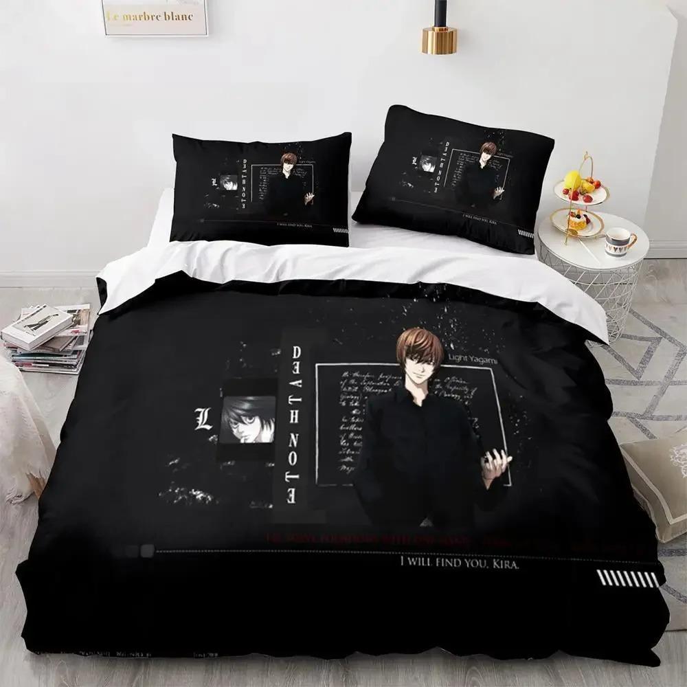 Death Note Bedding Set Single Twin Full Queen King Size Bed Set Adult Kids Bedroom Duvet Cover Sets 3D Print Anime Death Note A