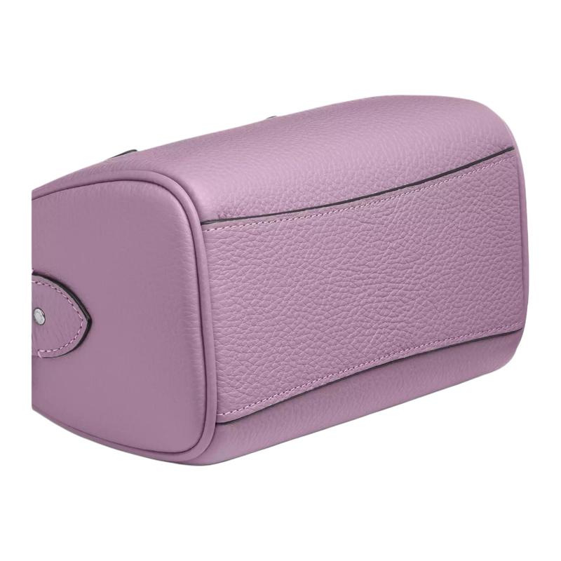 Coach Rowan 18 Silver Logo Removable Shoulder Strap with Zip Closure Refined Pebbled Leather Handbag Mini Women's Purple