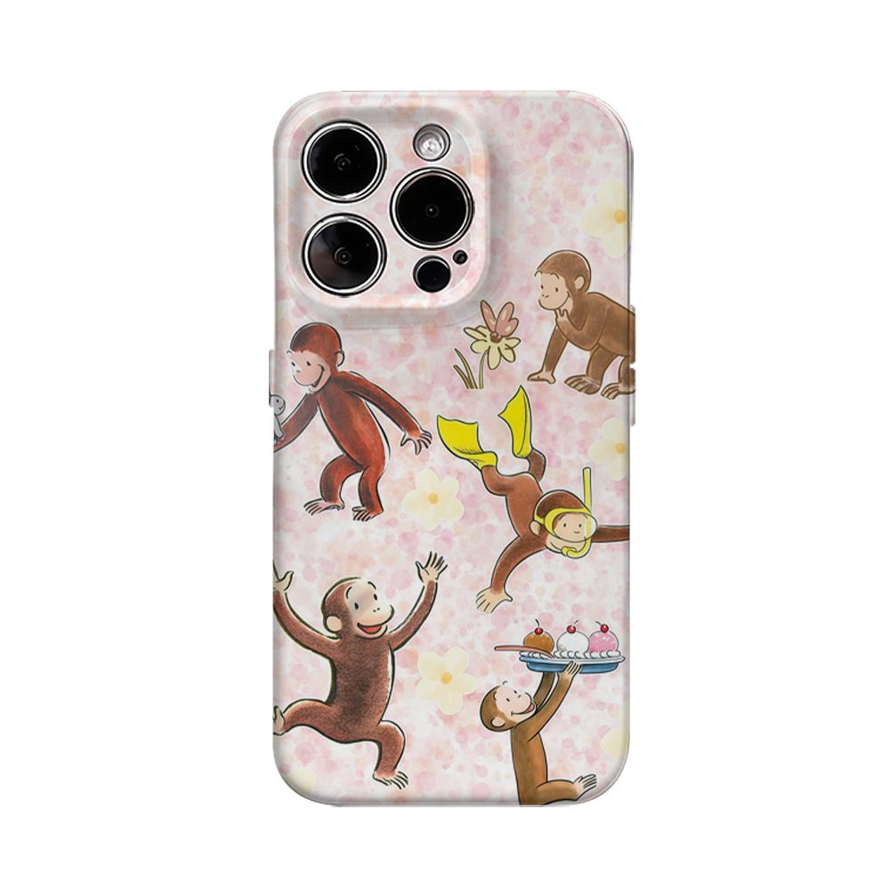 

Pink Clouds of Monkey Phone Case for IPhone 16 15 14 13 12 11 X XS XR XSMAX 7 8 Pro Max Plus Double-layer Back Cover IPHONEXSMAX