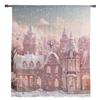 Om de zăpadă de Crăciun Scenă de zăpadă Casă roz Fereastră Perdele din tul pentru sufragerie Bucătărie Decor Craciun Perdele din voal transparent