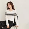 Maglione a righe con paillettes e scollo rotondo 100% lana Shexi