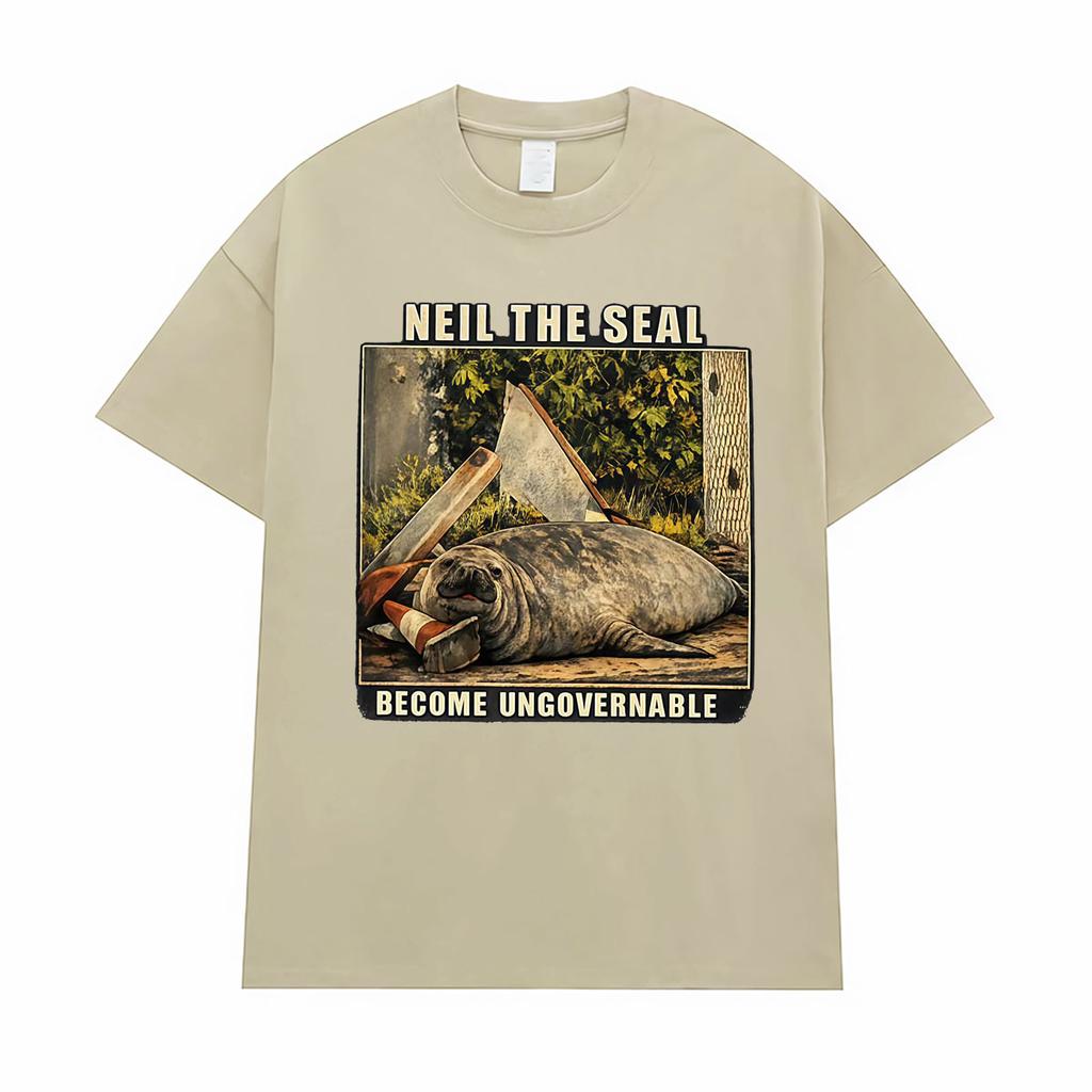 Neil la Foca Diventa Ingovernabile Magliette Grafiche Divertenti Meme Unisex Moda Unisex Umorismo Kawaii T Shirt Top Estivi T Shirt Girocollo