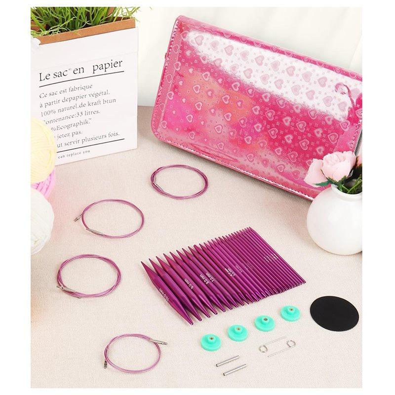 ABBP-Circular Knitting Needle Set- 13 Sizes In 3.0 To 10.0 Mm Range, Includes Leather Storage Case& 4 Cables For Blanket Making