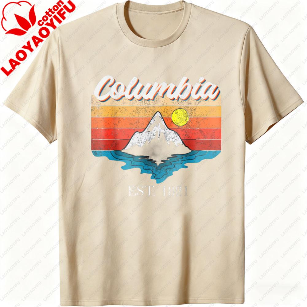 

Мужская футболка Columbia Mountain Sunset Хлопок Короткий рукав Модная Одежда для активного отдыха и приключений Подарок Одежда для любителей активного спорта S